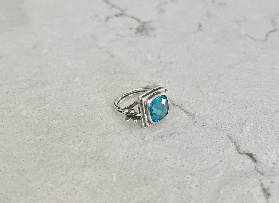 Blue Sky... Butterfly Sterling silver blue topaz Ring.