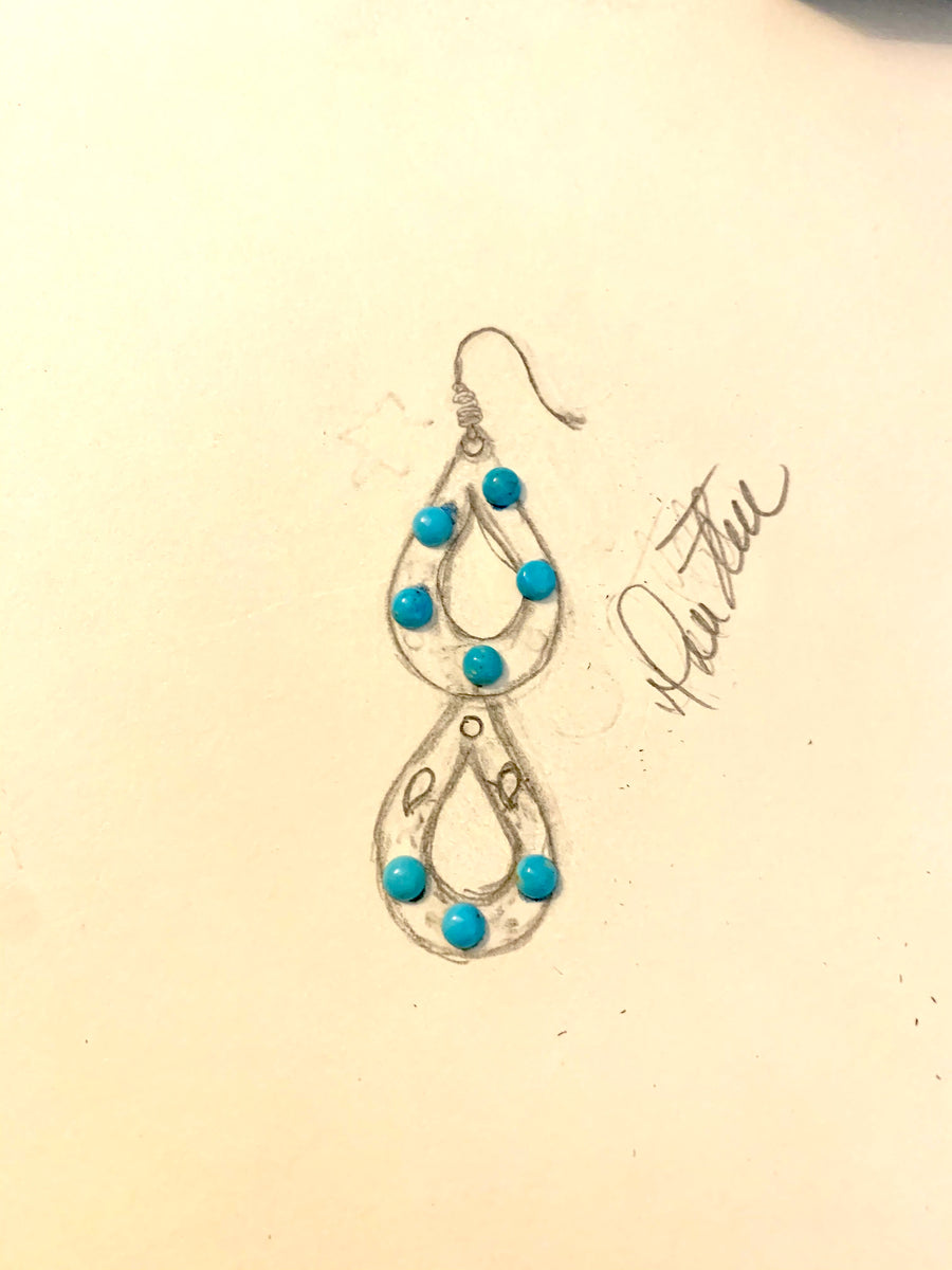 Talitha - Turquoise Sterling Silver Teardrop Dangle Earrings - Arteplata Jewelry Gallery