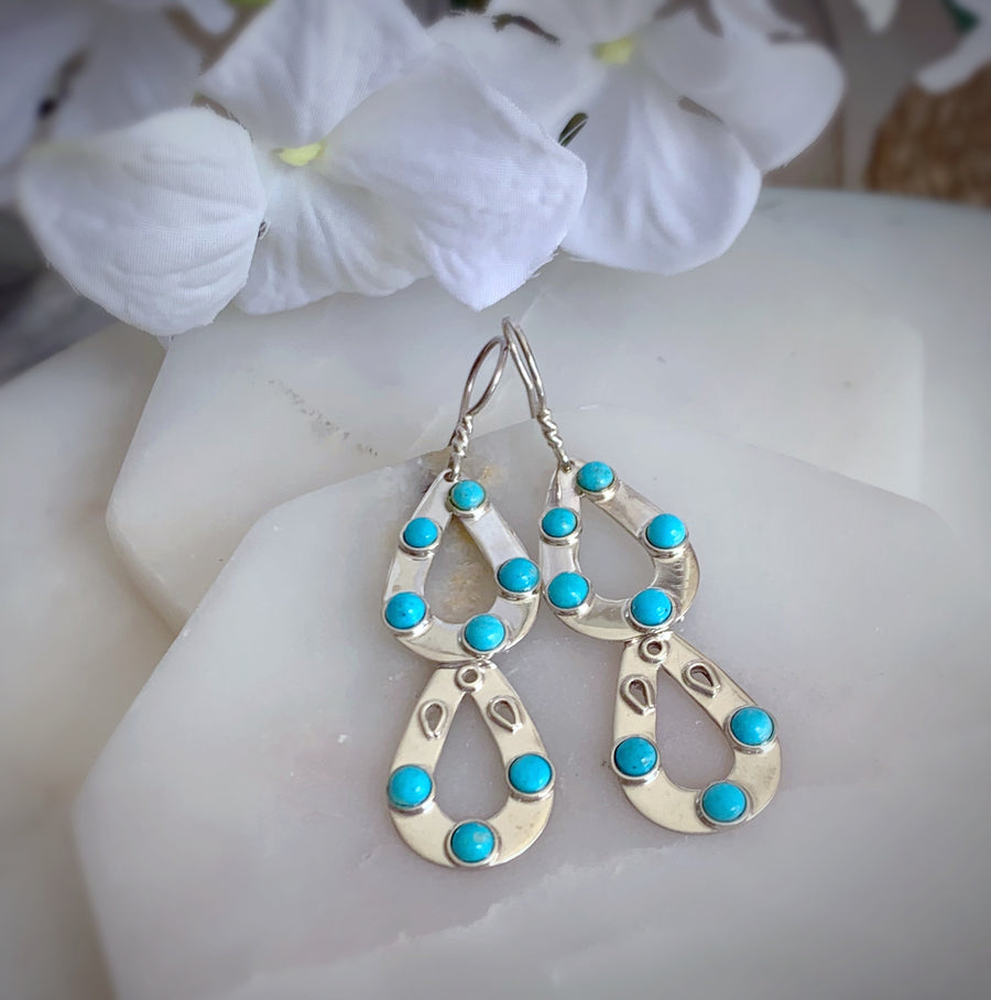 Talitha - Turquoise Sterling Silver Teardrop Dangle Earrings - Arteplata Jewelry Gallery