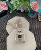 Raquel - Sterling Silver & 14k Gold  Emerald Twisted square necklace - Arteplata Jewelry Gallery